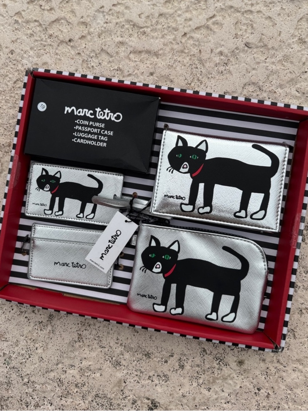 Marc Tetro Cat Set Travel Wallet Set NWT